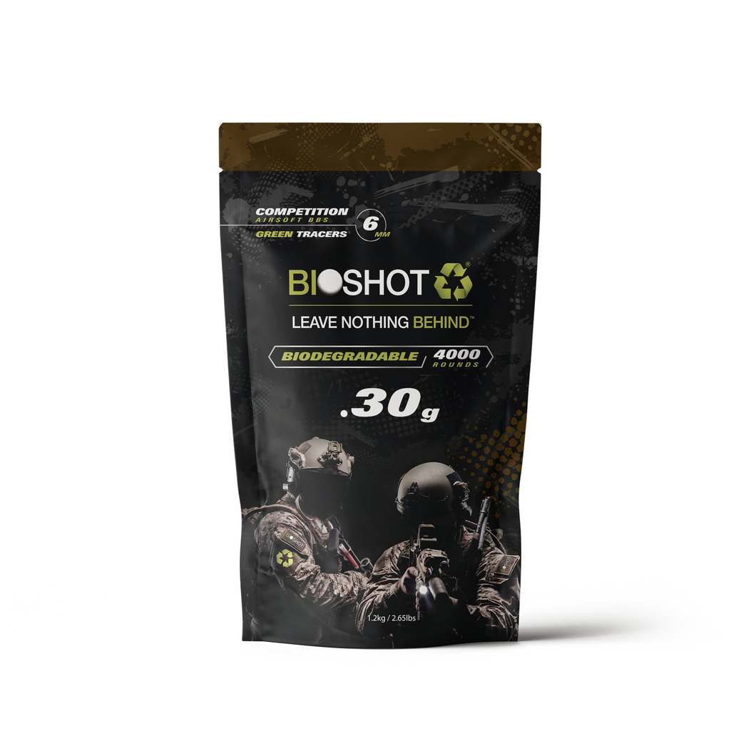 6mm .30g Biodegradable TRACER Airsoft BBs (4000 rounds Green Tracer)