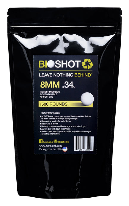 8mm .34g Biodegradable Airsoft BBs (1500 rounds white)